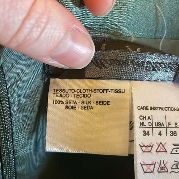 Max Mara Silk 2 Piece Set Wrap Jacket + Pencil Skirt Pianoforte Green Size 4 - Picture 14 of 16